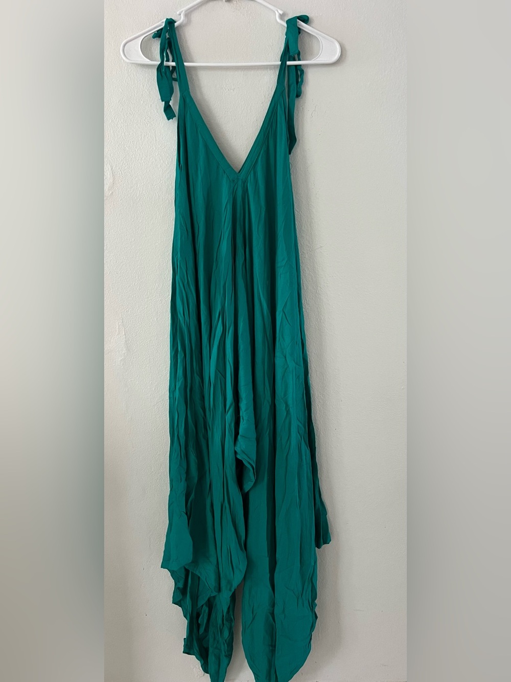 Women's Teal Maxi romper - Flowing V-Neck Style